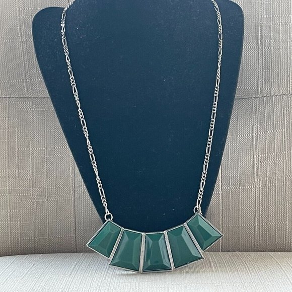 Necklace Women Fashion Jewelry Green Faux Stone Pendant Statement Neckalce - Picture 11 of 11